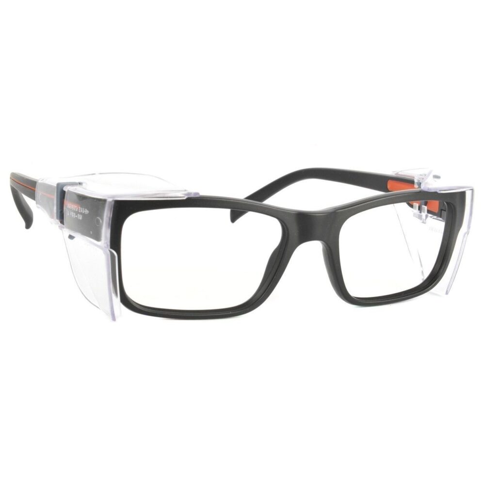 Hudson Optical H Series NON CONDUCTIVE 9P , # H-9P Prescription Safety Glasses - Black/Orange, 52-17-138